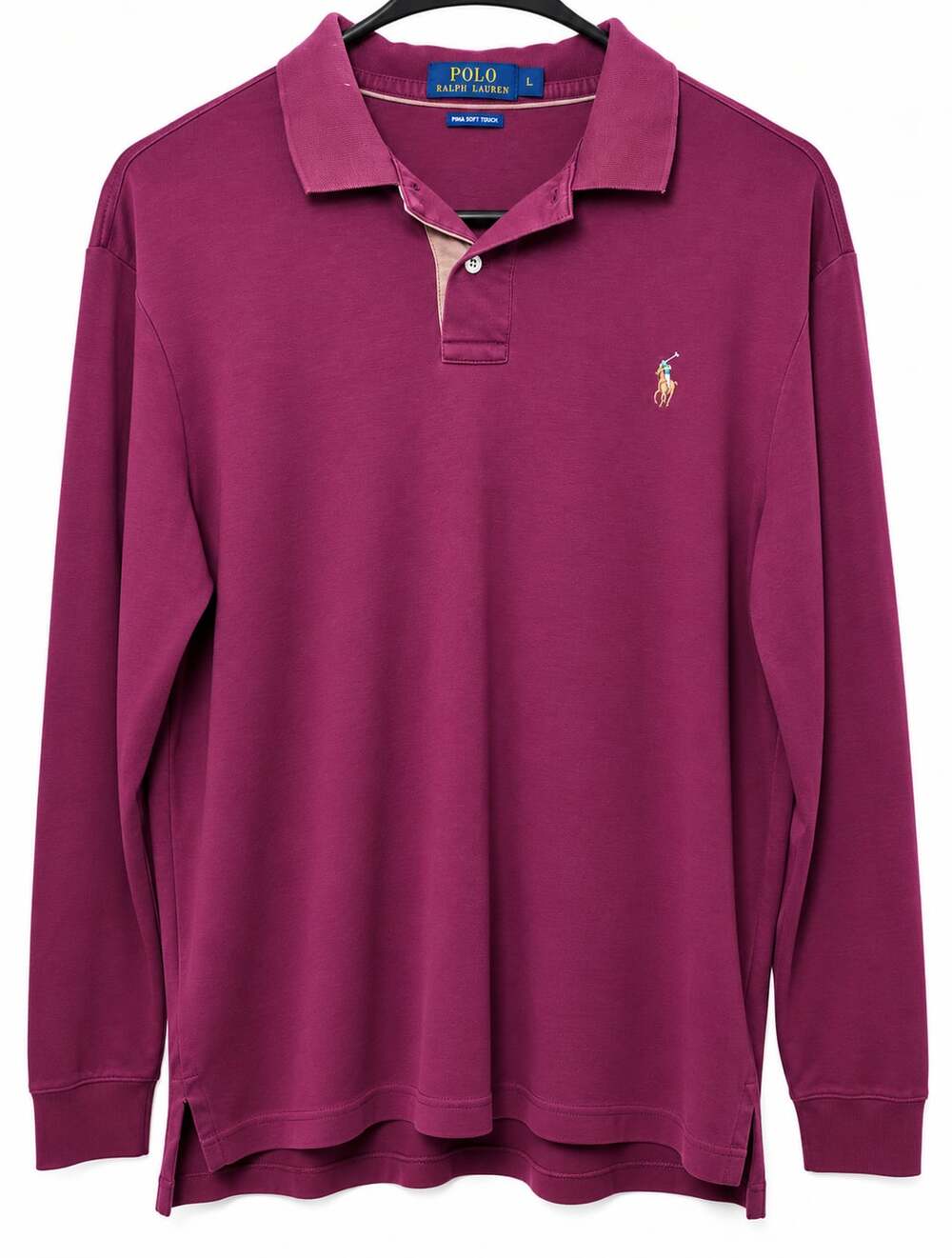 Polo Ralph Lauren Long Sleeve Polo Shirt Size L Burgundy Pima Soft Touch